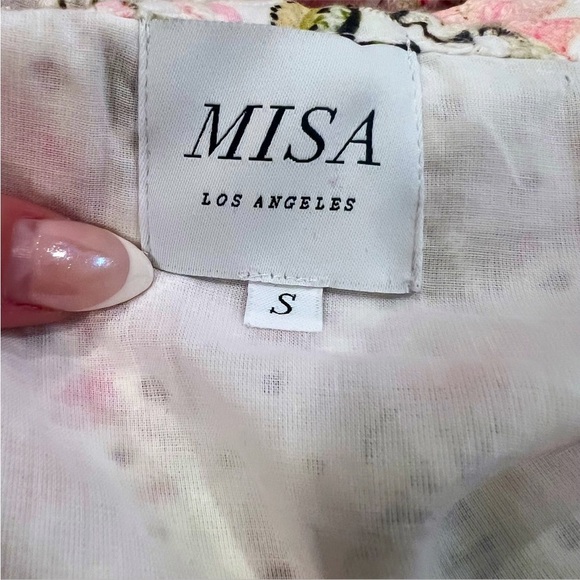 MISA Malena Los Angeles Floral Eyelet Embrodered Flutter Sleeve Midi Dress Sz S - Picture 12 of 12